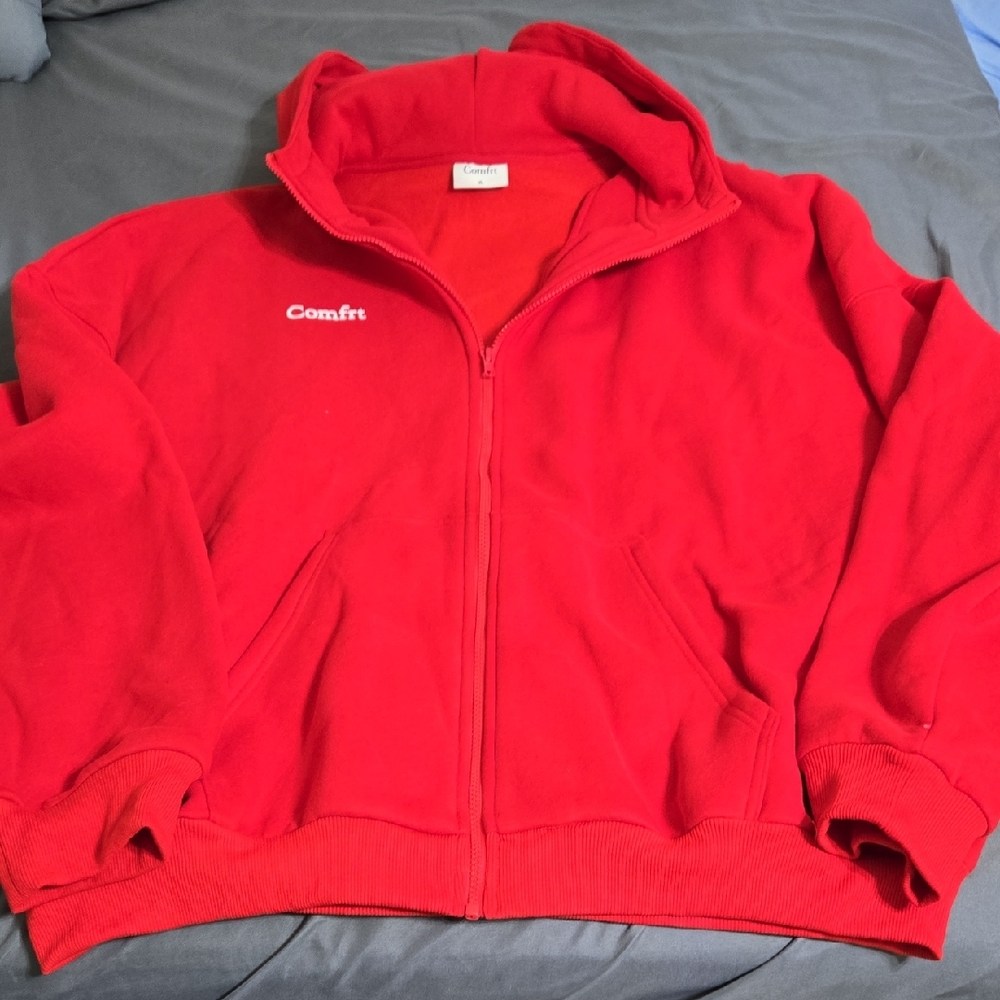 Comfort Clothing Cloud Zip Hoodie. Crimson Red. NEW